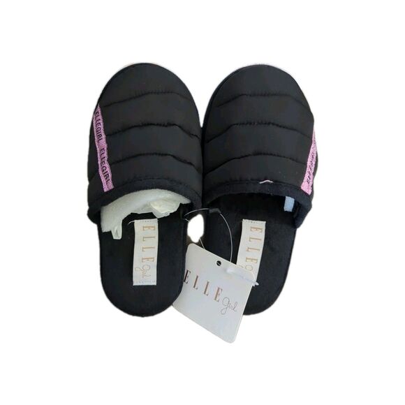 Elle Girl Slippers Slides Black Pink Size Medium 12 US Toddler NEW - Picture 1 of 4